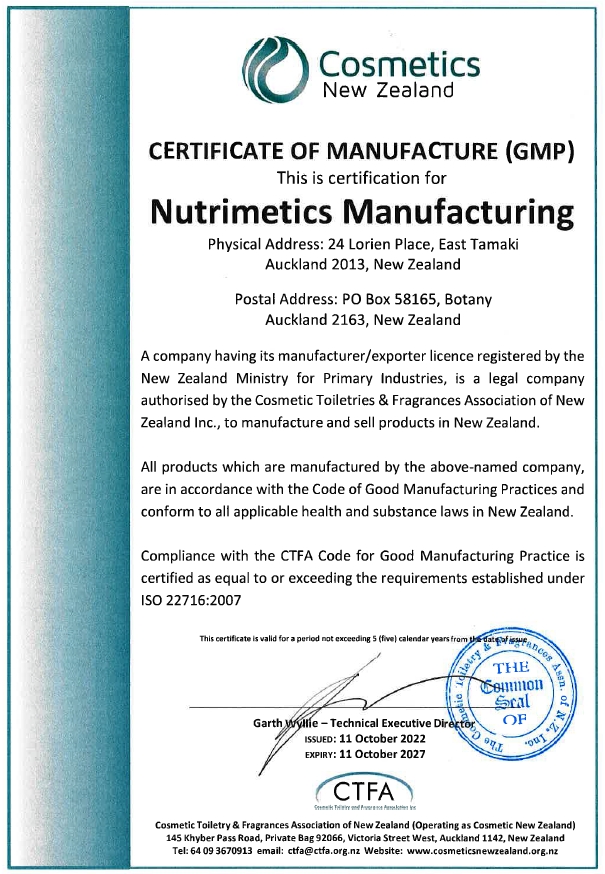 cosmetic Certificate